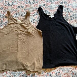 OZMA Black and Tan Silk Boy Tank Tops